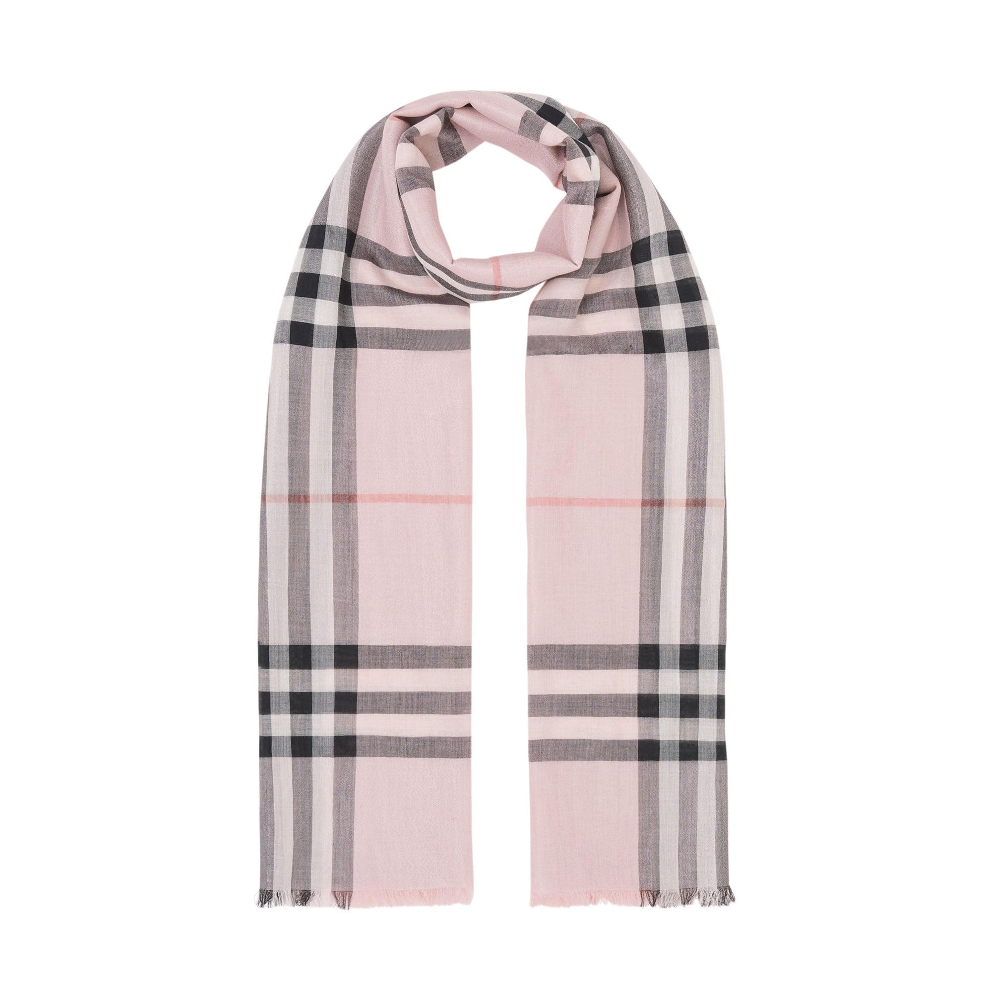 ASH ROSE/SILVER Écharpe en laine et soie avec motif check métallisé