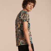 AQUA GREEN T-shirt en coton à imprimé balnéaire