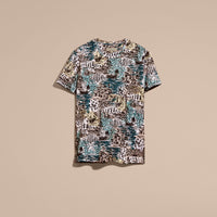AQUA GREEN T-shirt en coton à imprimé balnéaire