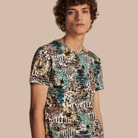AQUA GREEN T-shirt en coton à imprimé balnéaire
