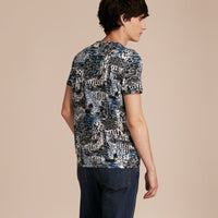 STEEL BLUE T-shirt en coton à imprimé balnéaire