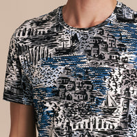 STEEL BLUE T-shirt en coton à imprimé balnéaire