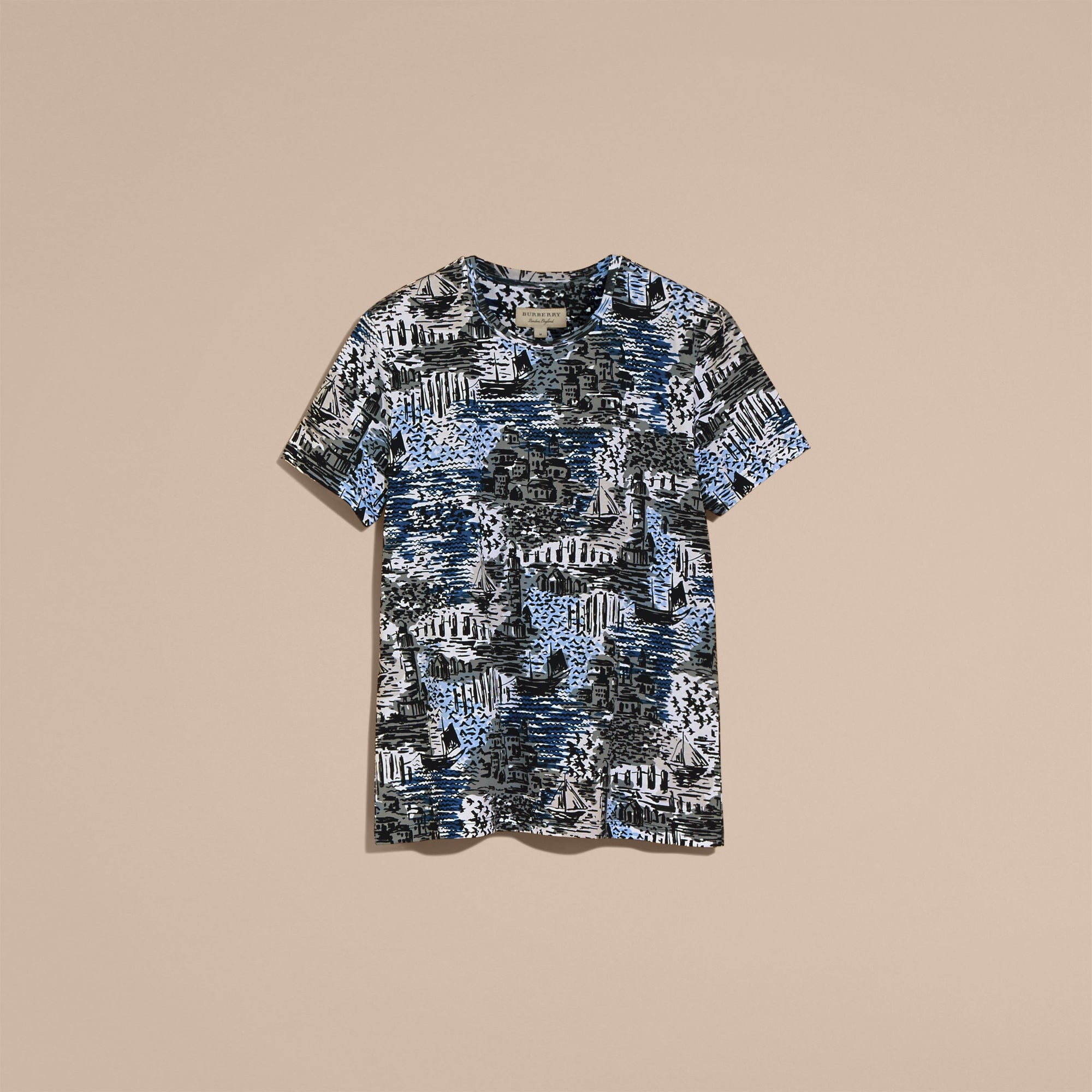 STEEL BLUE T-shirt en coton à imprimé balnéaire