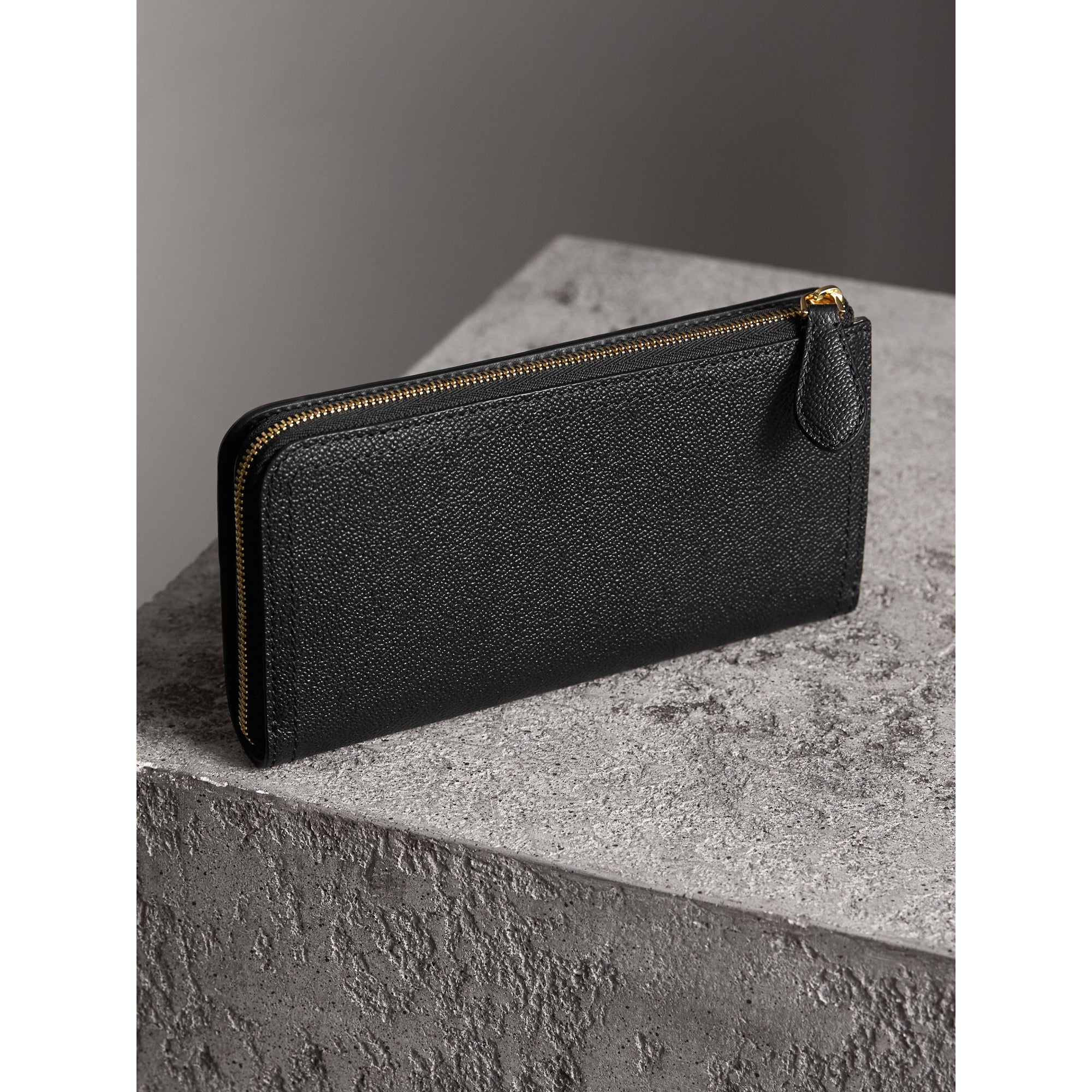 BLACK Portefeuille zippé en cuir grainé