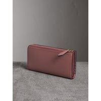 DUSTY PINK Portefeuille zippé en cuir grainé