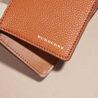 RUSSET Portefeuille continental en coton House check et cuir grainé