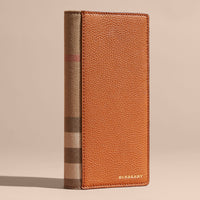RUSSET Portefeuille continental en coton House check et cuir grainé