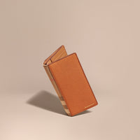 RUSSET Portefeuille continental en coton House check et cuir grainé