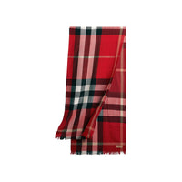 Écharpe légère en laine et cachemire à motif check - Rouge parade
