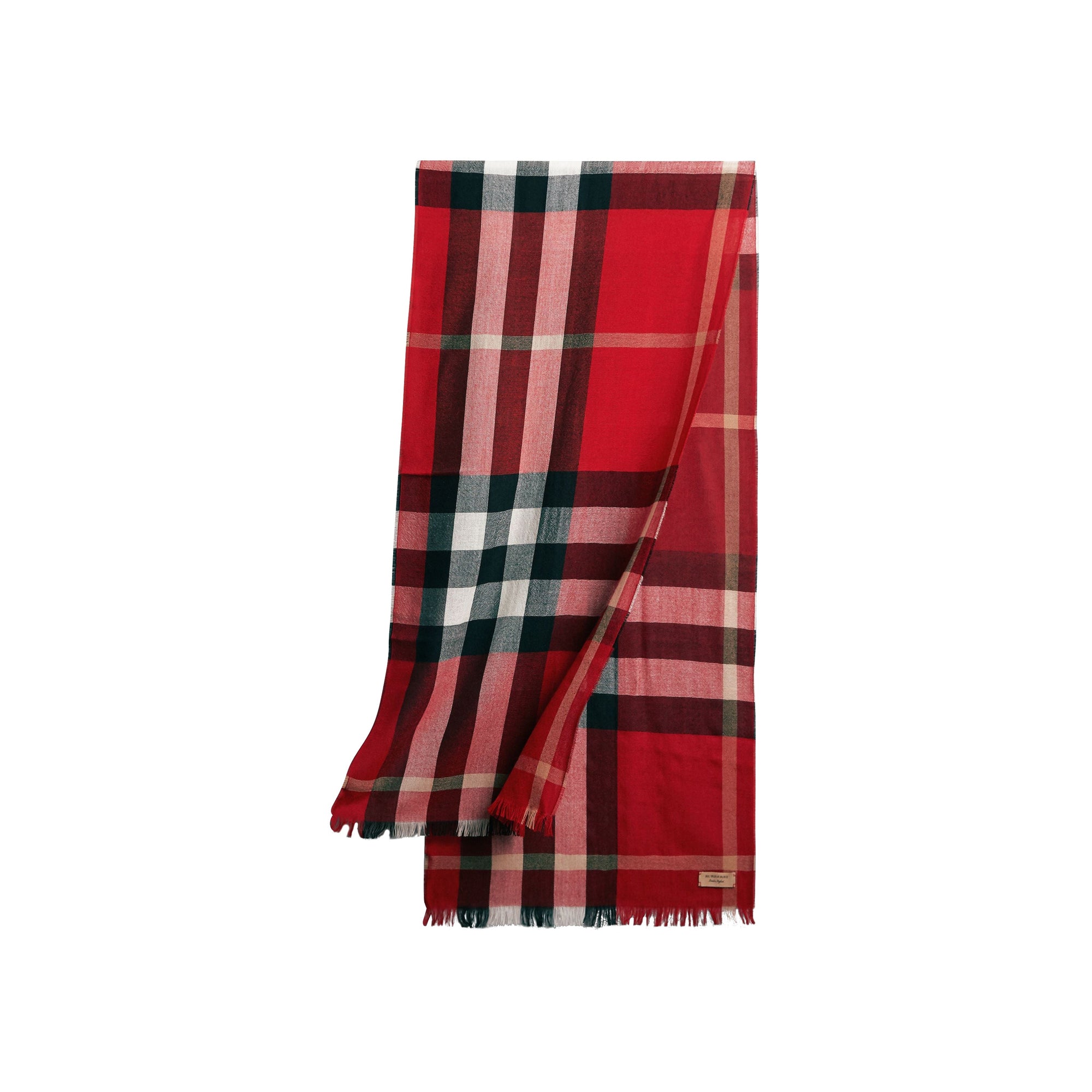 Écharpe légère en laine et cachemire à motif check - Rouge parade