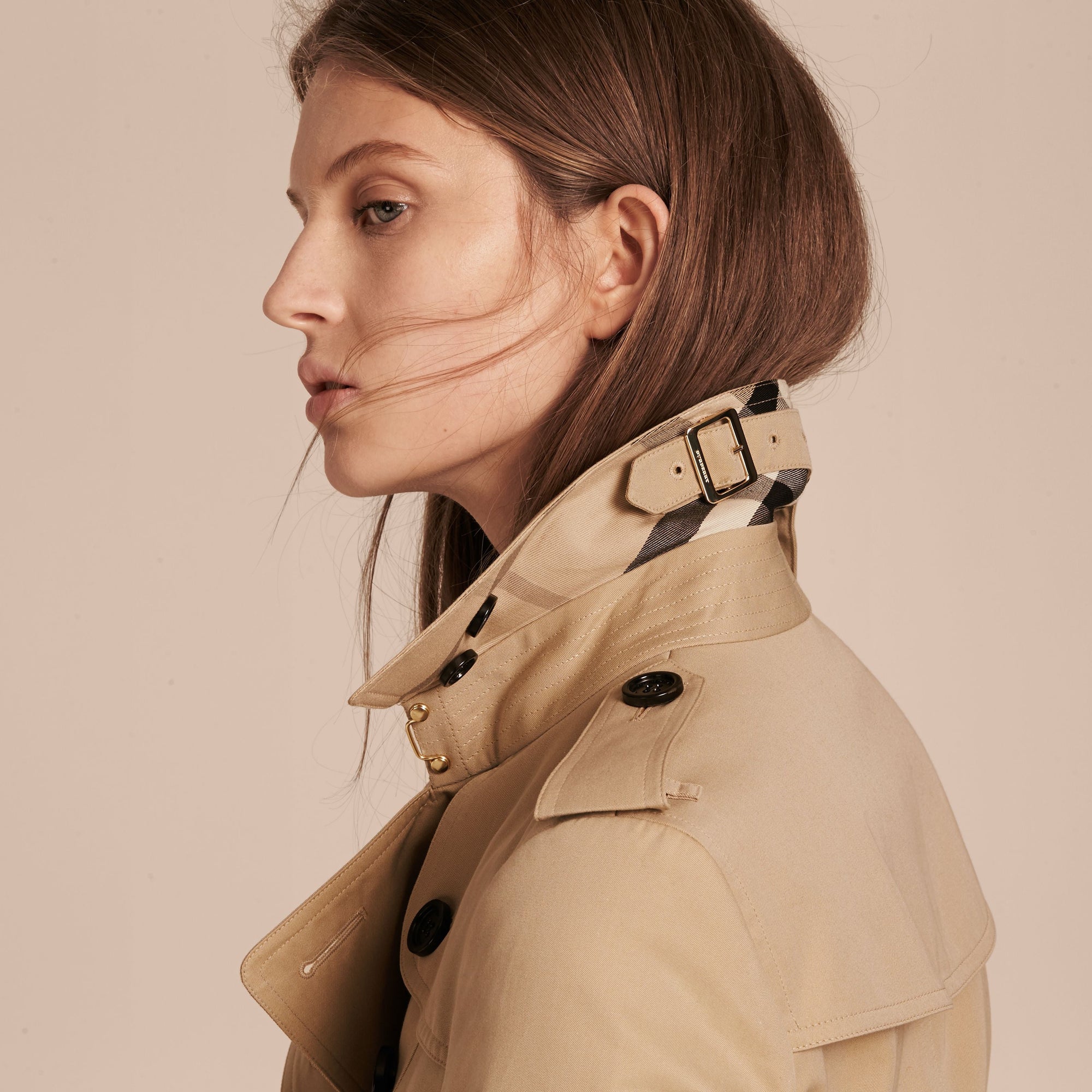 HONEY Trench-coat en gabardine de coton avec boucles oversize