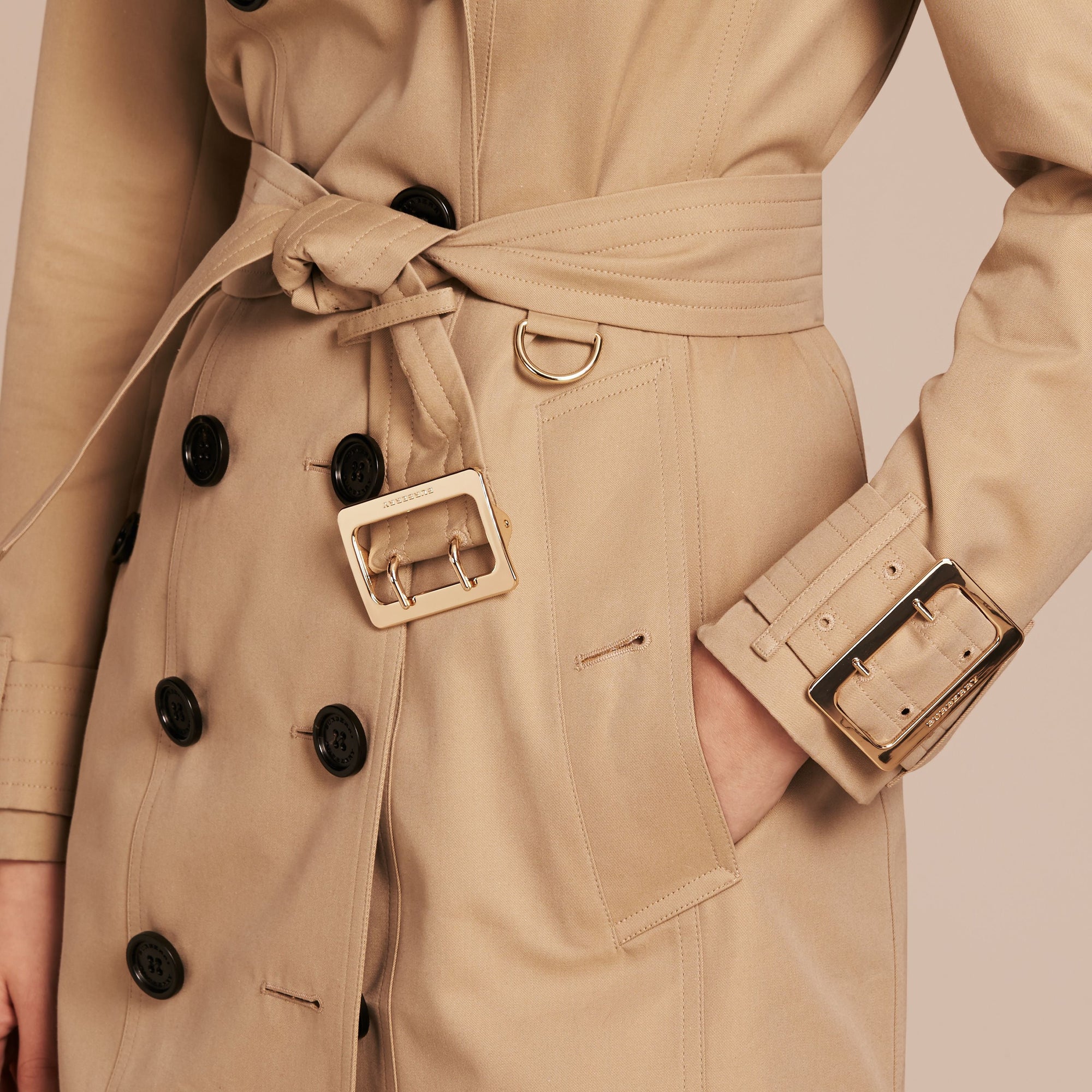 HONEY Trench-coat en gabardine de coton avec boucles oversize
