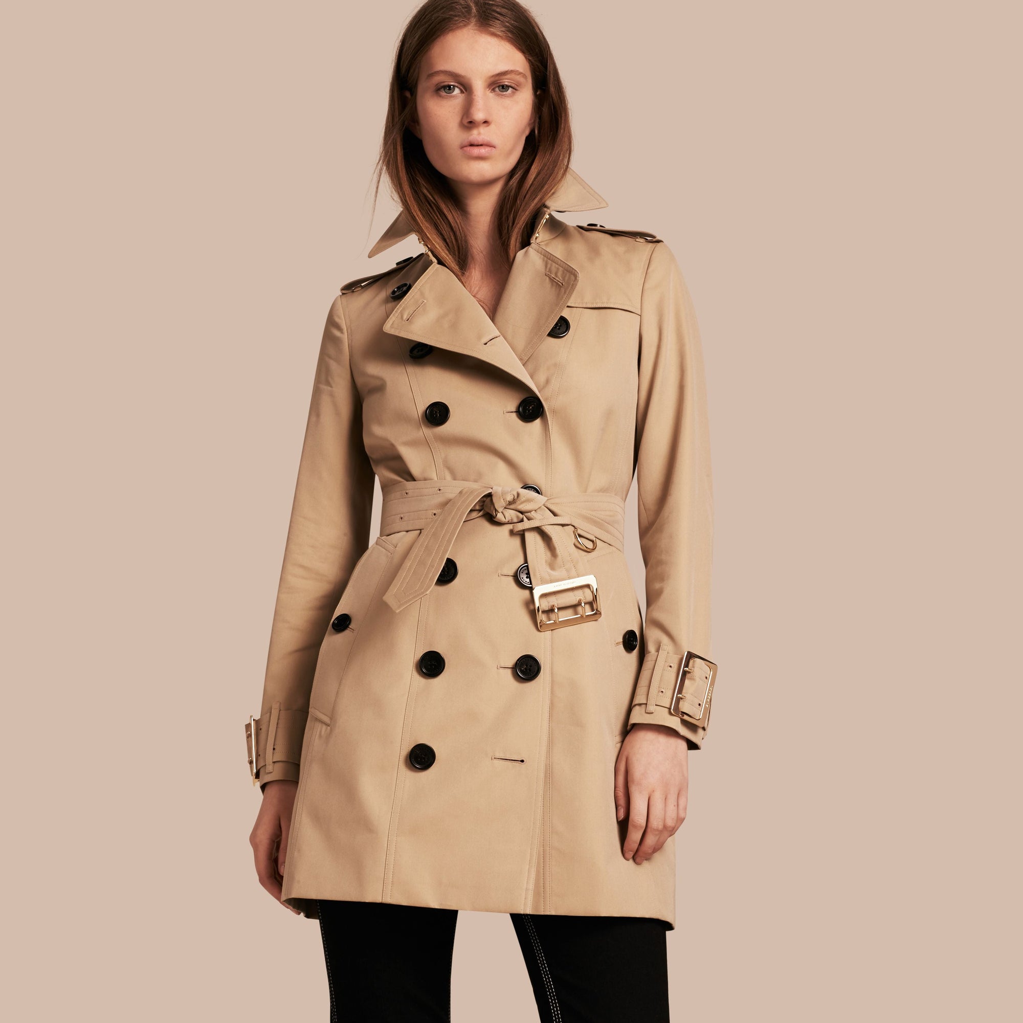 HONEY Trench-coat en gabardine de coton avec boucles oversize