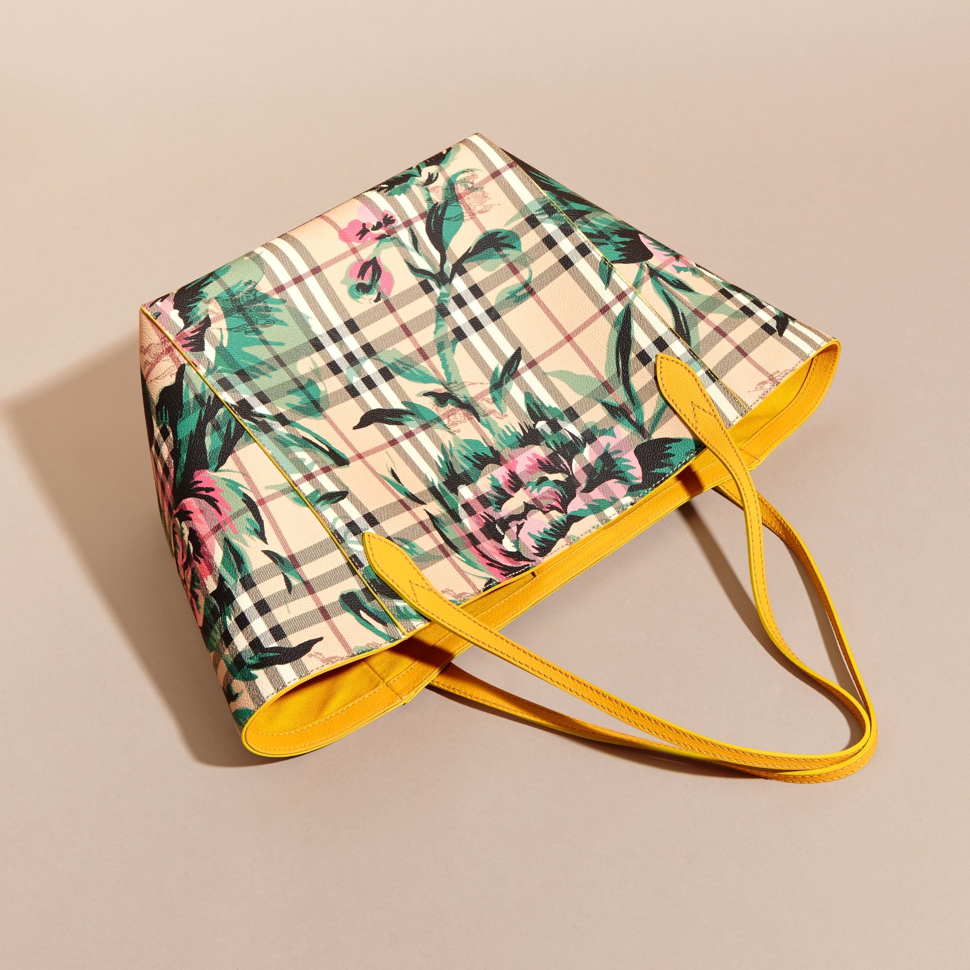 LRCH YELLOW/EMRD GRN Petit sac The Canter à motif Haymarket check et imprimé à pivoines roses