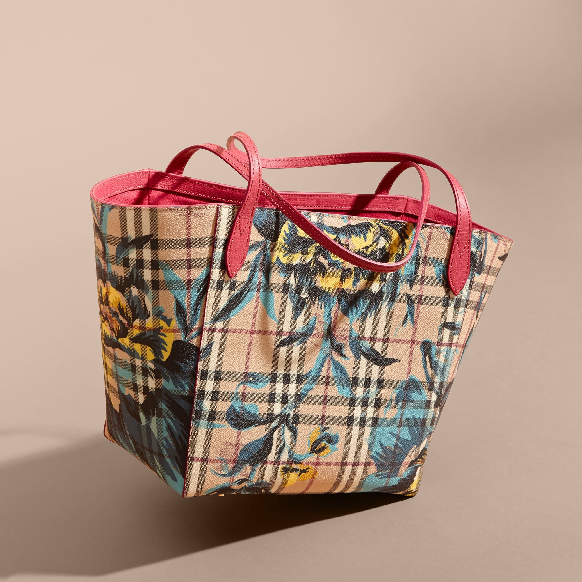 PLUM PINK/PEWTR BLUE Petit sac The Canter à motif Haymarket check et imprimé à pivoines roses