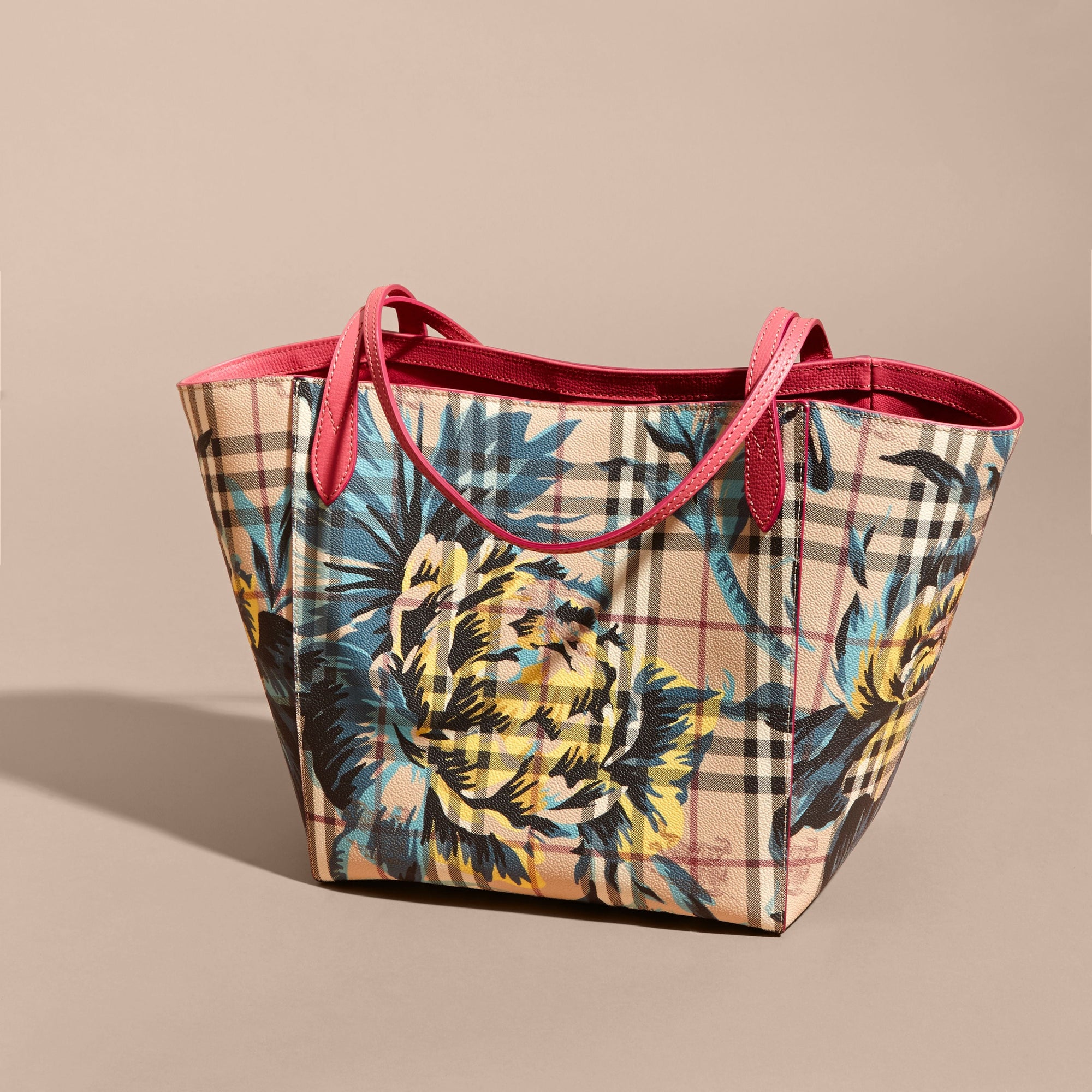 PLUM PINK/PEWTR BLUE Petit sac The Canter à motif Haymarket check et imprimé à pivoines roses