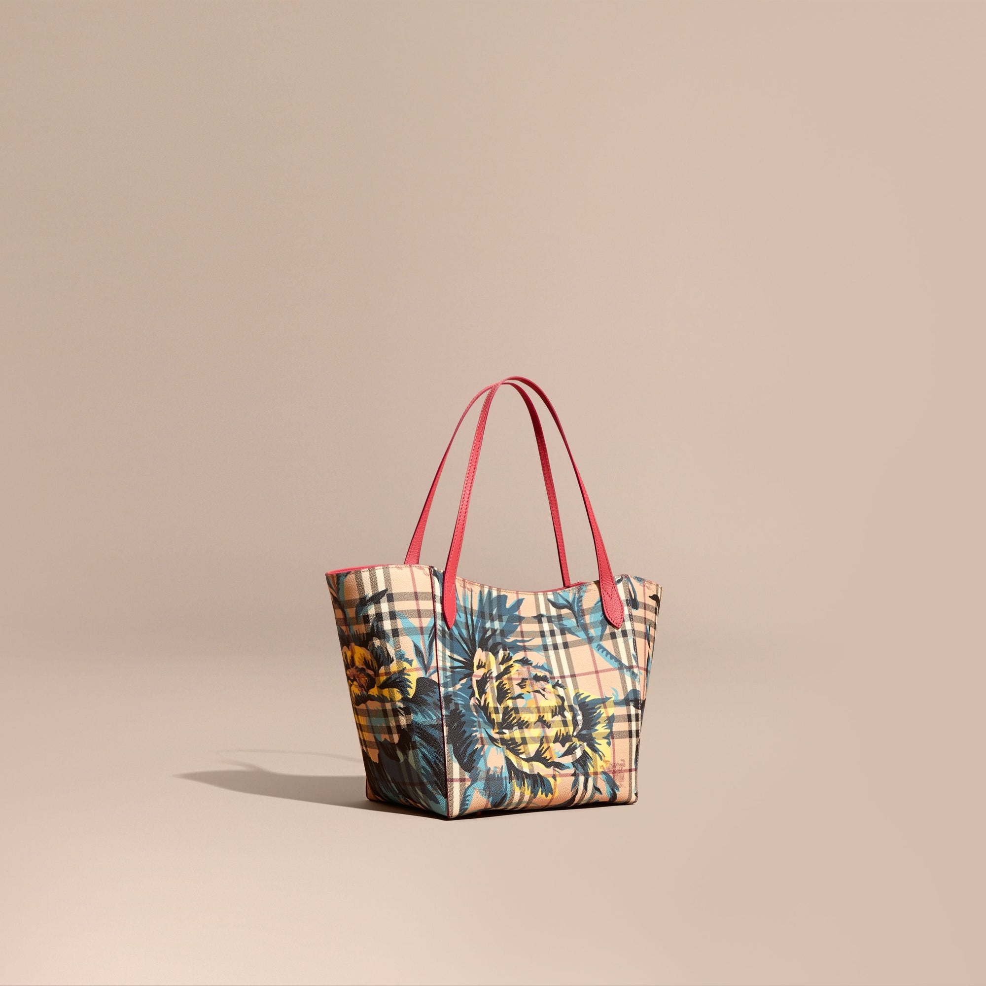 PLUM PINK/PEWTR BLUE Petit sac The Canter à motif Haymarket check et imprimé à pivoines roses