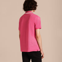 BRIGHT CRIMSON PINK Polo en piqué de coton avec col rayé