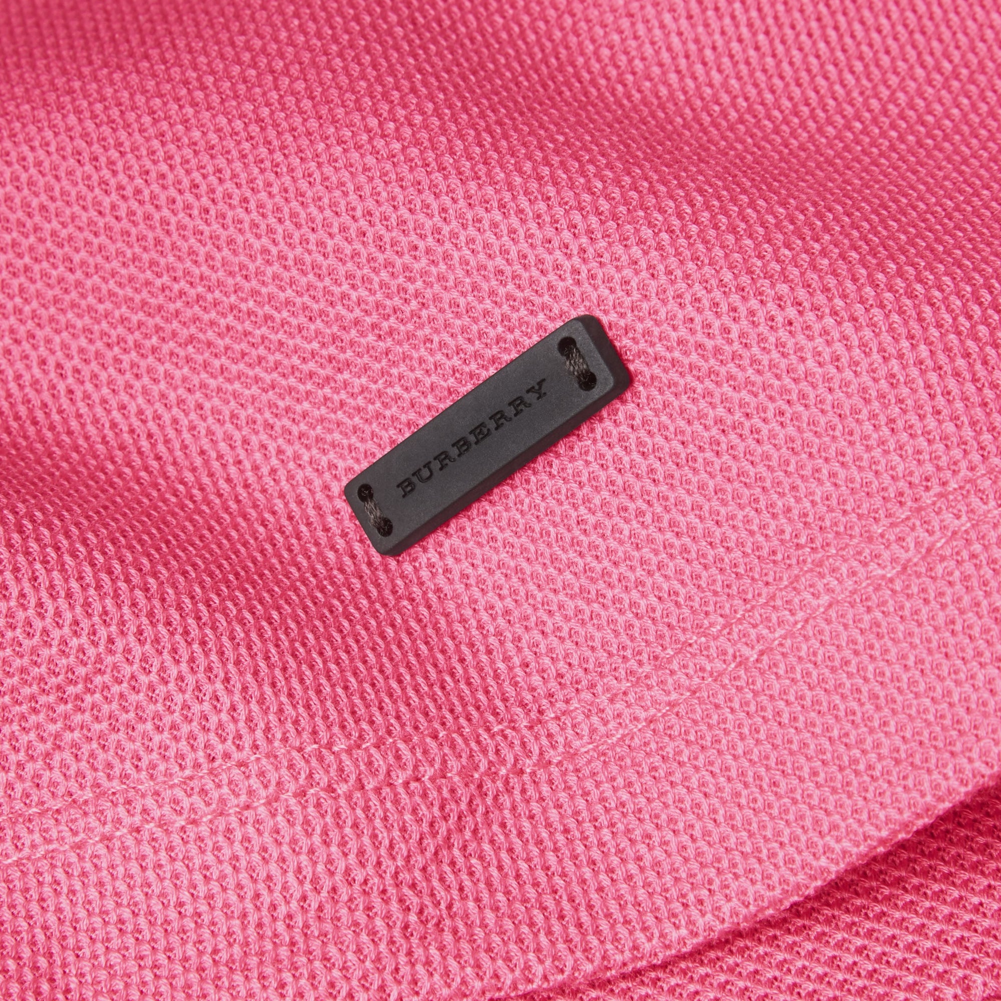 BRIGHT CRIMSON PINK Polo en piqué de coton avec col rayé