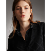 BLACK Chemise en soie à motif check ton sur ton