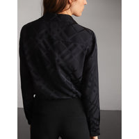 BLACK Chemise en soie à motif check ton sur ton