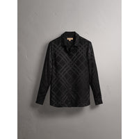 BLACK Chemise en soie à motif check ton sur ton