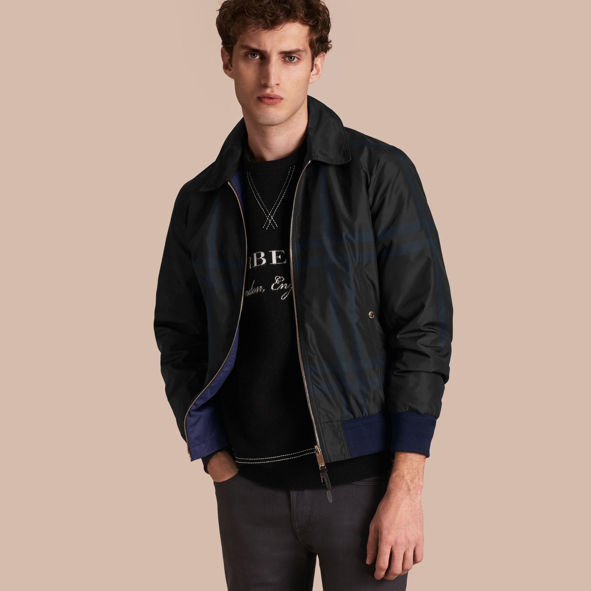 BRIGHT NAVY Bomber réversible en tissu technique