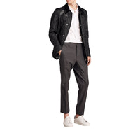 Veste matelassée avec empiècement en cuir d'agneau - Noir