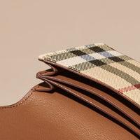 TAN Porte-cartes à motif Horseferry check avec cuir