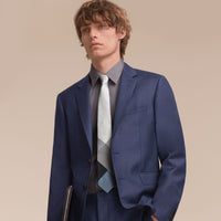 SLATE BLUE Cravate jacquard moderne en soie à motif vichy