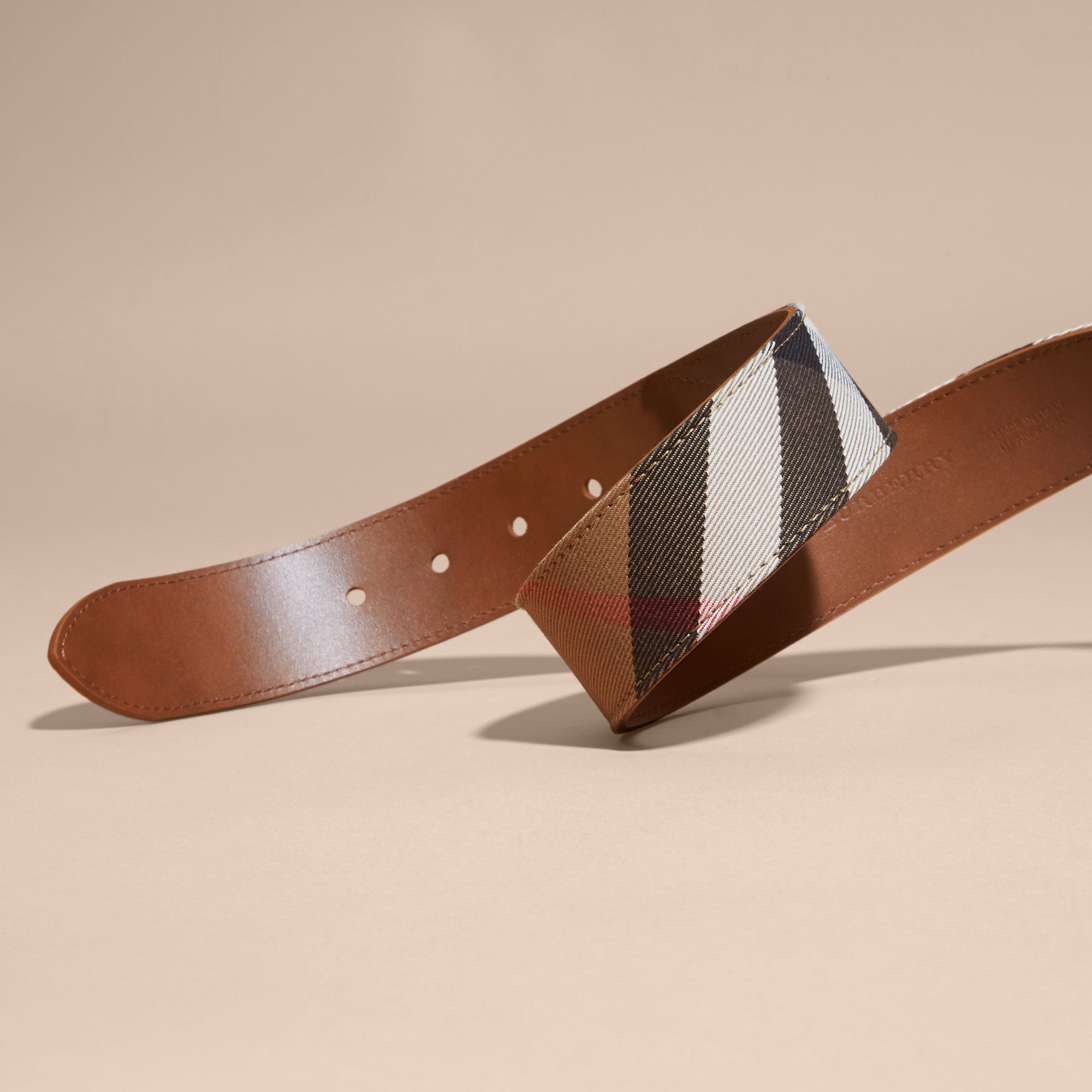 RUSSET Ceinture en coton House check et cuir