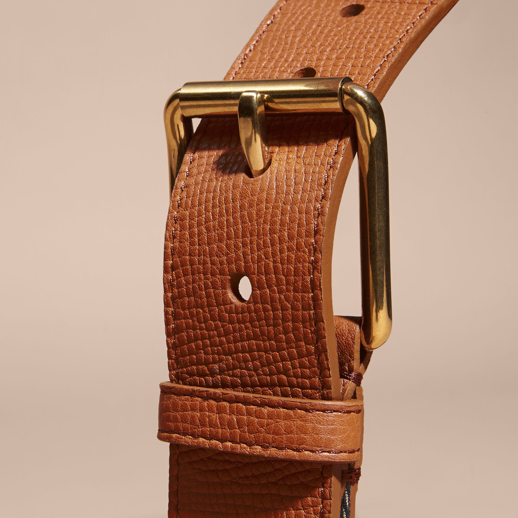 RUSSET Ceinture en coton House check et cuir