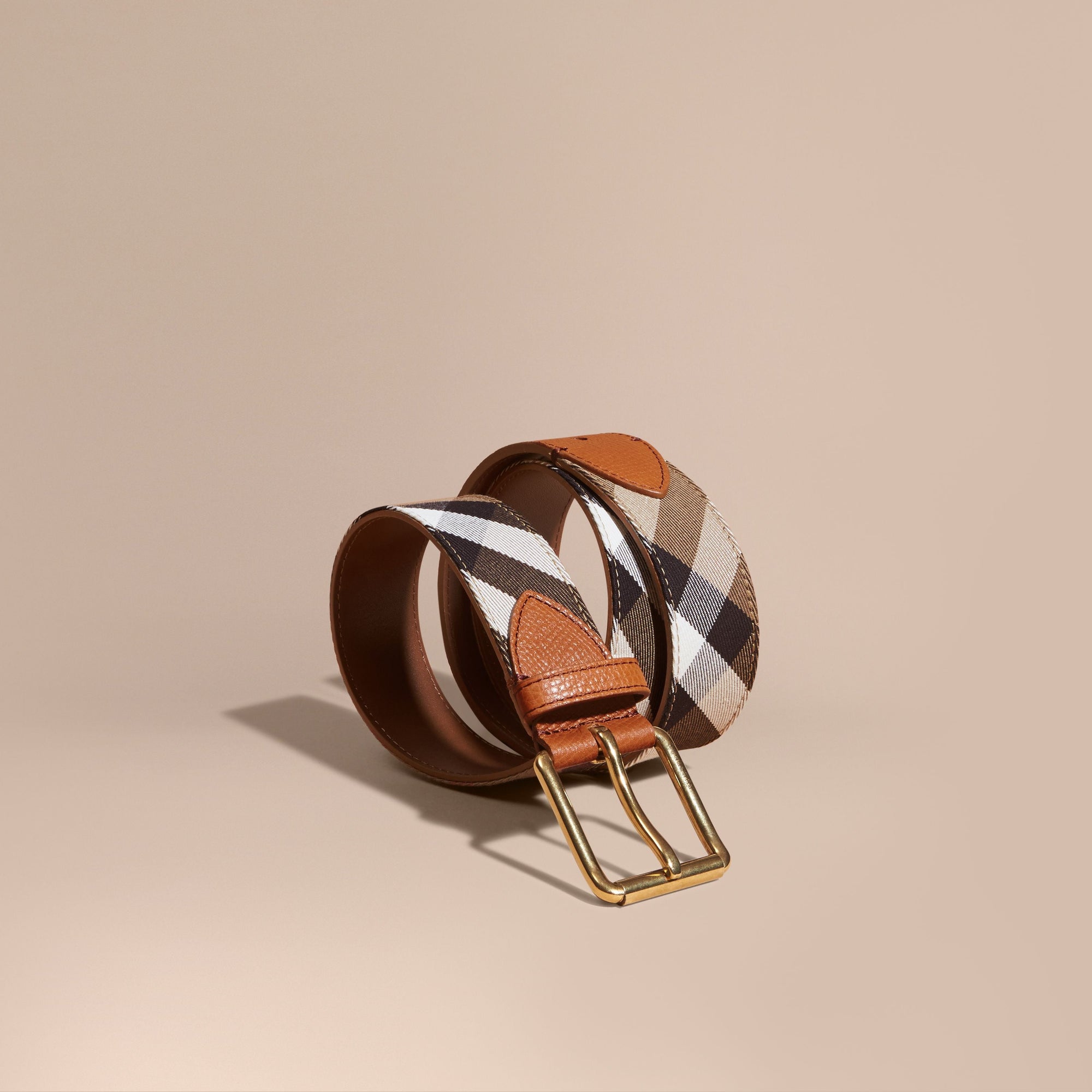 RUSSET Ceinture en coton House check et cuir