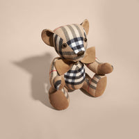 CAMEL Grand teddy-bear en cachemire à motif check
