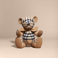 CAMEL Grand teddy-bear en cachemire à motif check