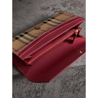 PLUM PINK Portefeuille continental à motif Haymarket check avec cuir