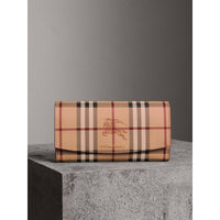 PLUM PINK Portefeuille continental à motif Haymarket check avec cuir