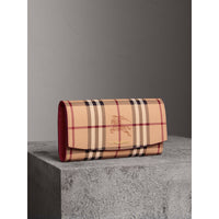 PLUM PINK Portefeuille continental à motif Haymarket check avec cuir
