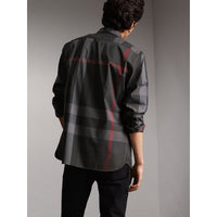 CHARCOAL Chemise en coton extensible mélangé à motif check avec col boutonné