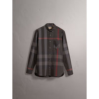 CHARCOAL Chemise en coton extensible mélangé à motif check avec col boutonné