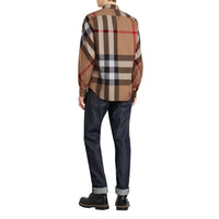 CAMEL Chemise en coton extensible mélangé à motif check avec col boutonné