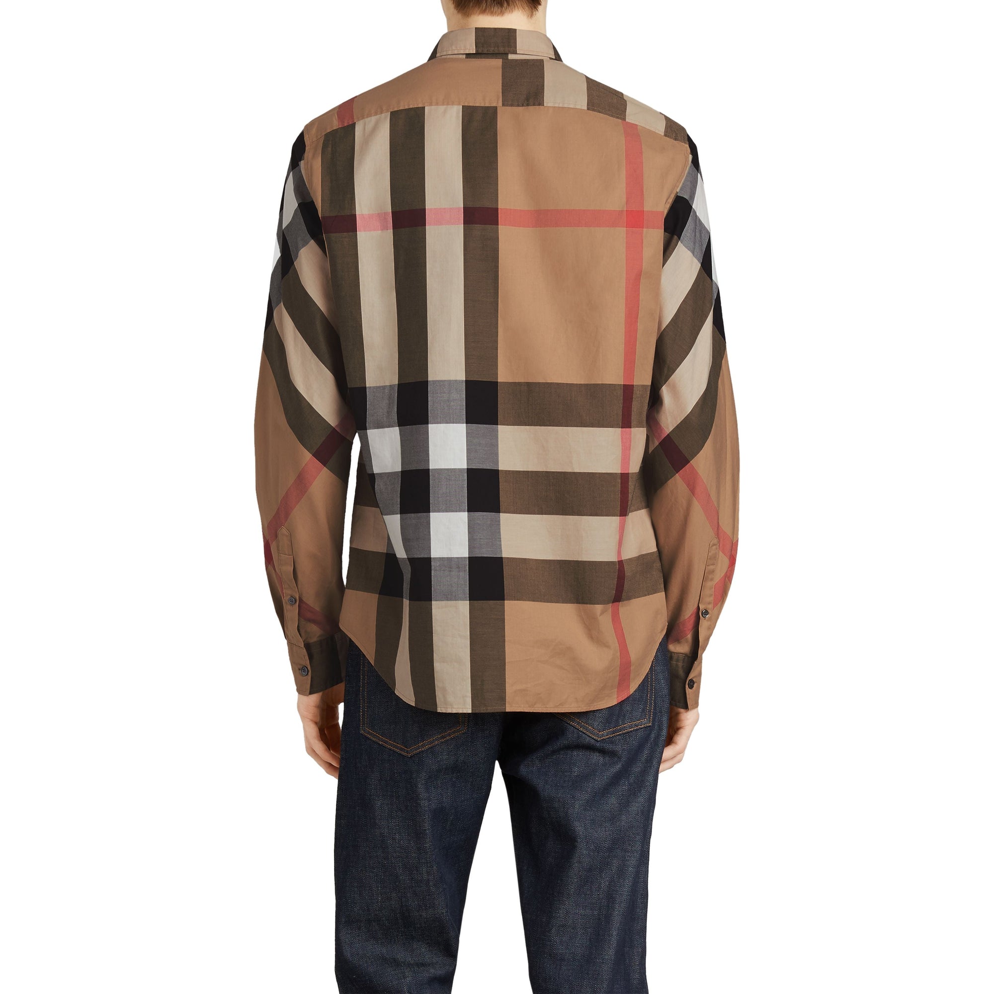CAMEL Chemise en coton extensible mélangé à motif check avec col boutonné