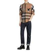 CAMEL Chemise en coton extensible mélangé à motif check avec col boutonné