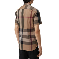CAMEL Chemise à manches courtes en coton extensible mélangé avec motif check