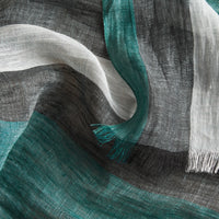 DARK TEAL Écharpe légère en lin à motif check