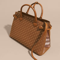 TAN Sac The Banner medium en cuir à rivets et coton House check
