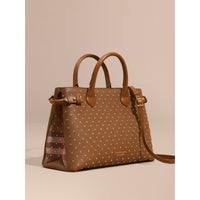 TAN Sac The Banner medium en cuir à rivets et coton House check