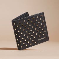 BLACK Portefeuille à rabat multidevise en cuir clouté