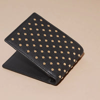 BLACK Portefeuille à rabat multidevise en cuir clouté