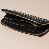 BLACK Portefeuille zippé en cuir clouté